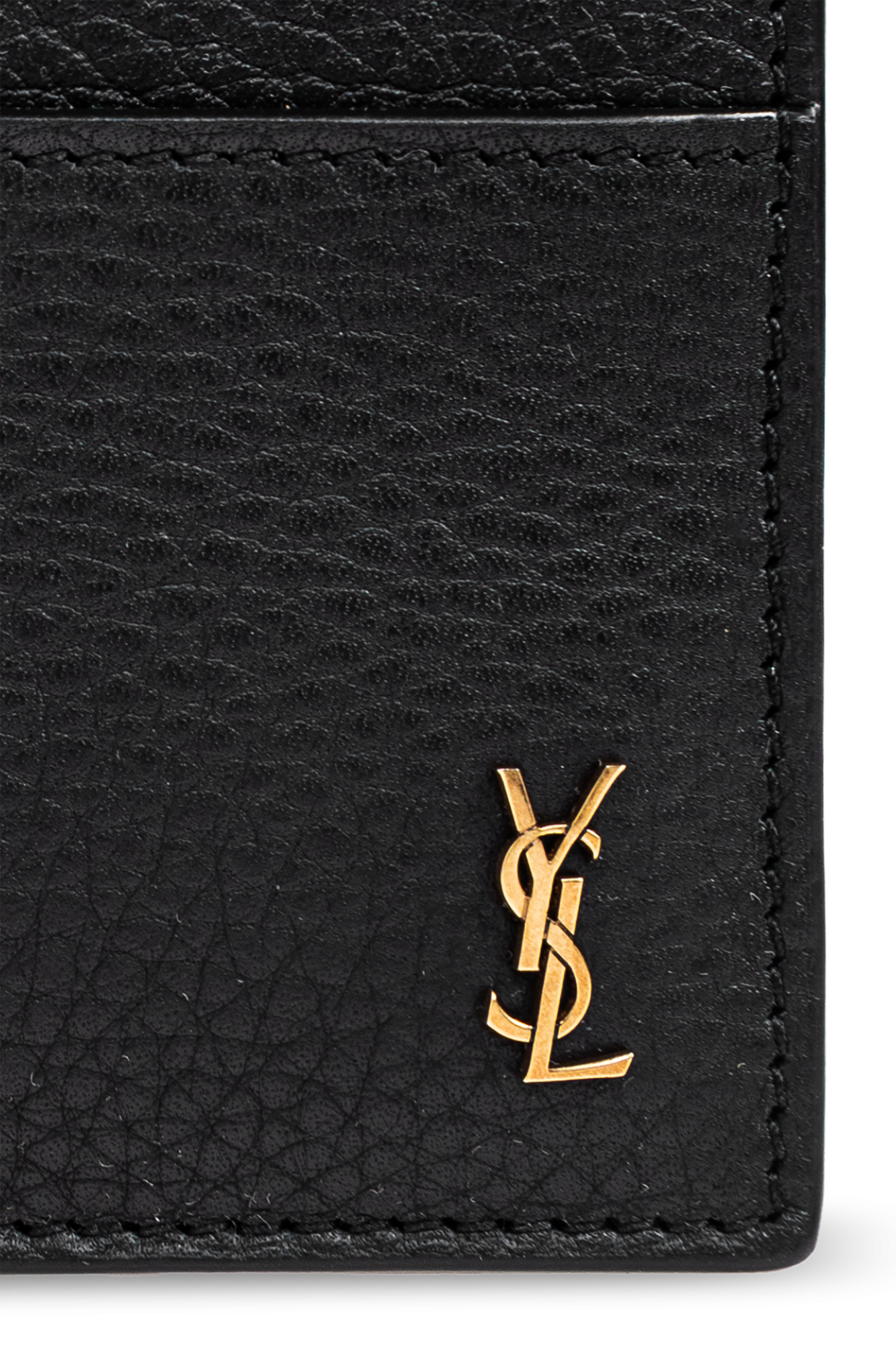 小物 SAINT LAURENT business card case Business card holder with flap in smooth leather in Black | Saint